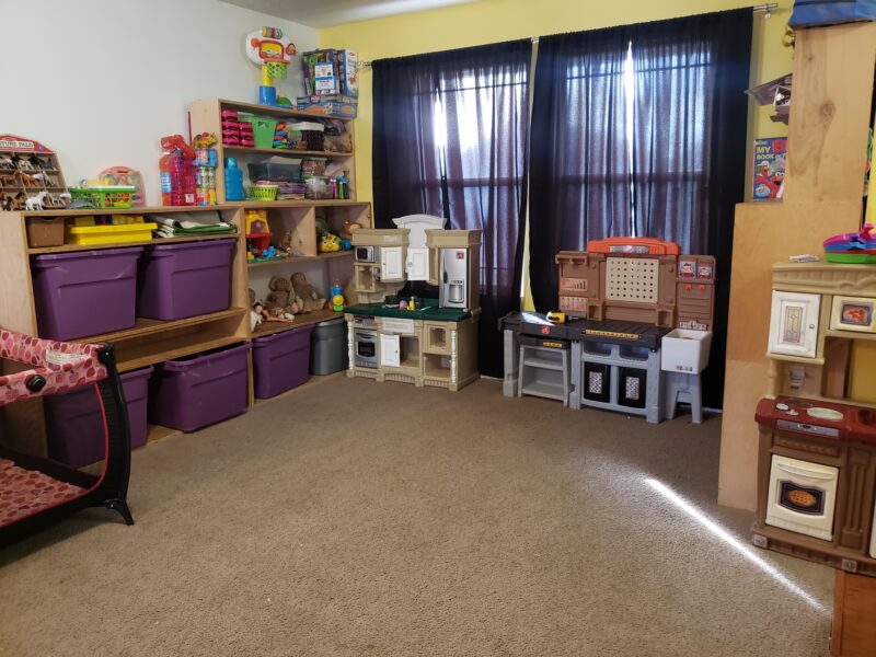 Bright toy-filled playroom